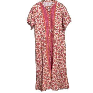 Victoria Dunn pink orange midi shirt dress size 2XL